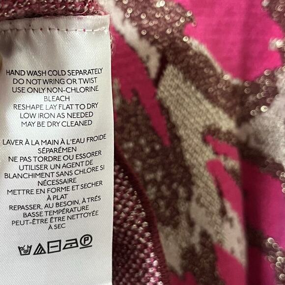 Anthropologie The Beatriz Mock Neck Sweater Size S Pink Combo Cropped Soft Knit - Picture 5 of 6